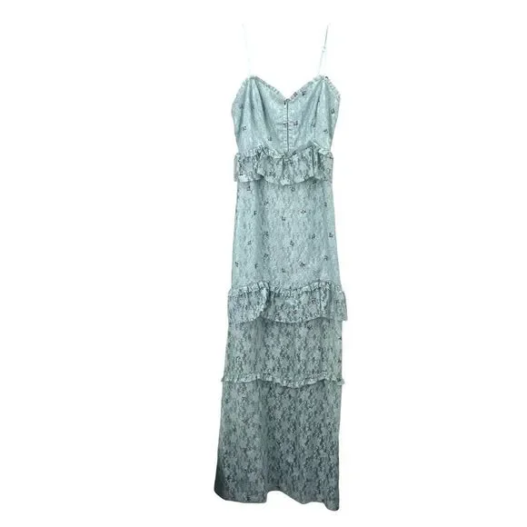 MAJORELLE Aisling lace tiered‎ Gown dress in Baby Blue Size S